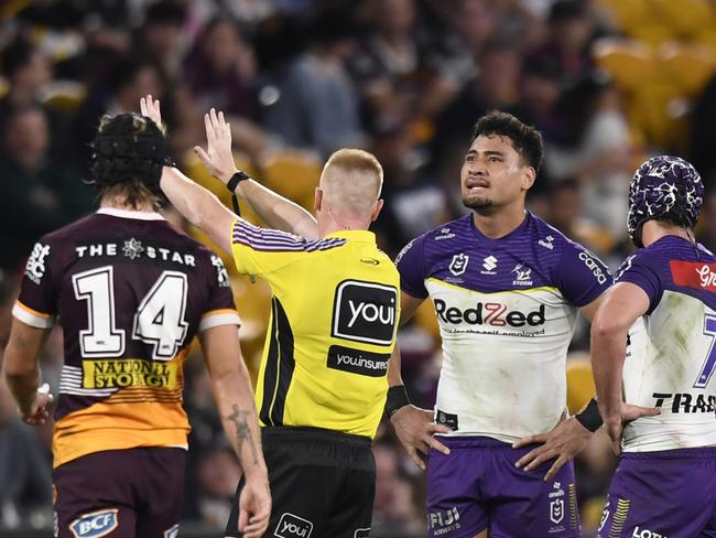 Eliesa Katoa was charged with a grade one careless high tackle after being sin-binned. Picture: NRL Imagery