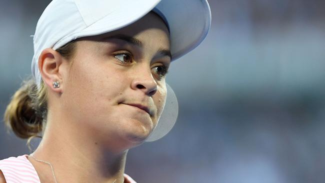 Ashleigh Barty has been knocked out of the Australian open by Petra Kvitova. (AAP Image/Lukas Coch) 