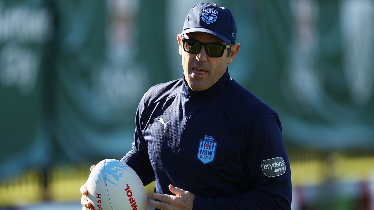 SYDNEY, AUSTRALIA - MAY 31: Blues head coach Brad Fittler looks on during a New South Wales Blues State of Origin squad training session at Coogee Oval on May 31, 2022 in Sydney, Australia. (Photo by Matt King/Getty Images)