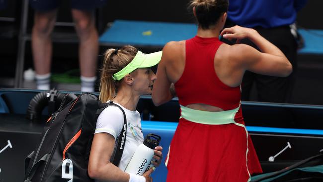 MELBOURNE, JANUARY 19, 2024: 2024 Australian Open Tennis. Lesia Tsurenko leaves the court after losing in straight sets to Aryna Sabalenka in their third round match on Rod Laver Arena. Picture: Mark Stewart