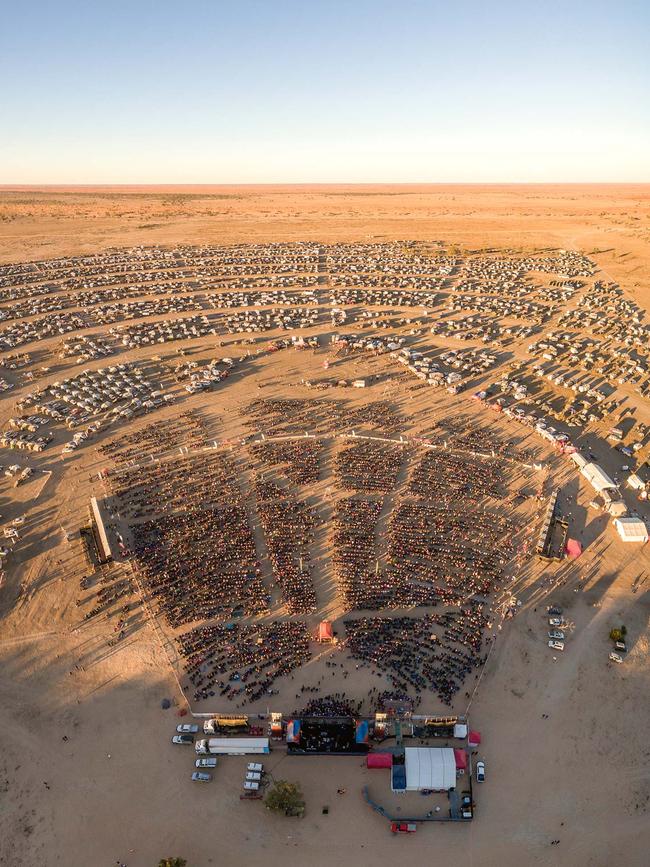 Aerial view of the Big Red Bash festival site in 2019. Picture: Matt Williams