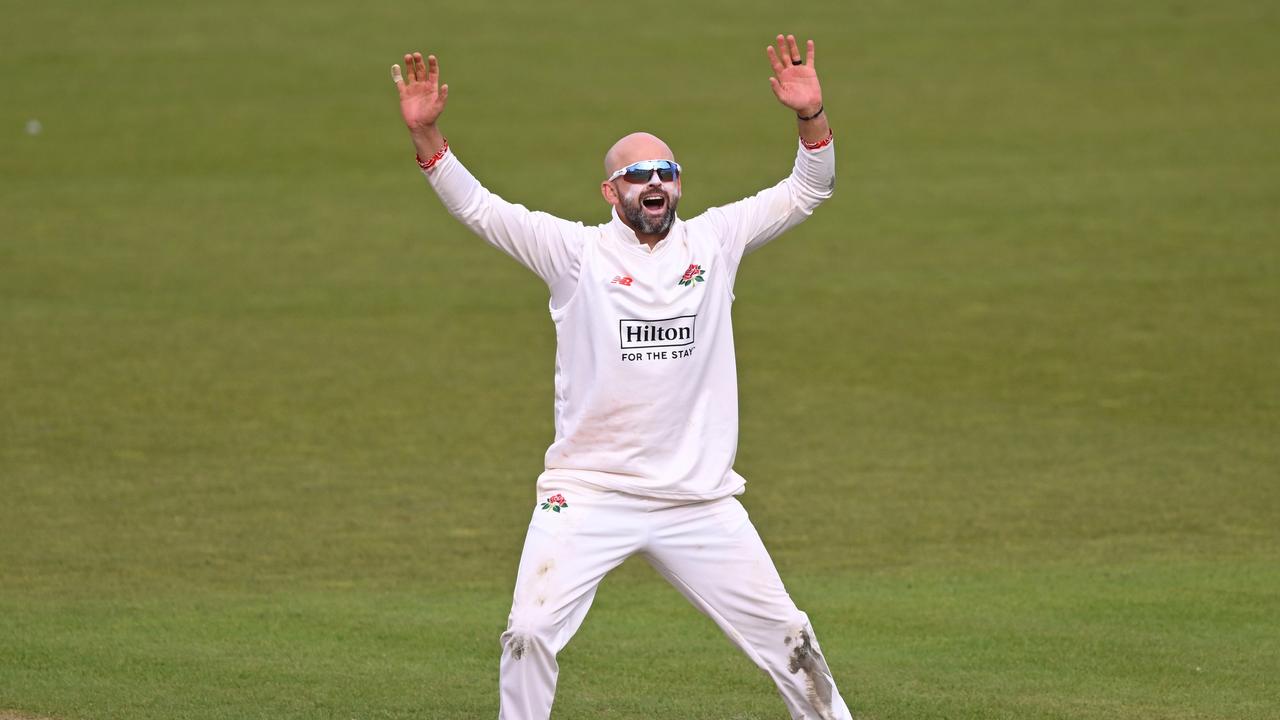 Nathan Lyon of Lancashire in action. Photo by Mike Hewitt/Getty Images