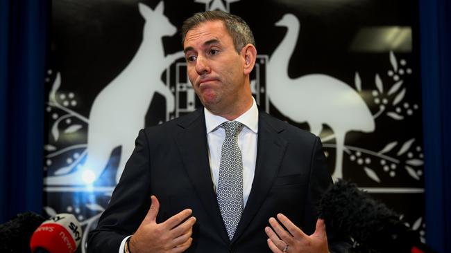 Treasurer Jim Chalmers speaks during a press conference in Brisbane. Picture: Dan Peled/NewsWire