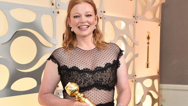 ‘This show has changed my life.’ Sarah Snook with her best drama actress award at the Golden Globes. Picture: Getty Images