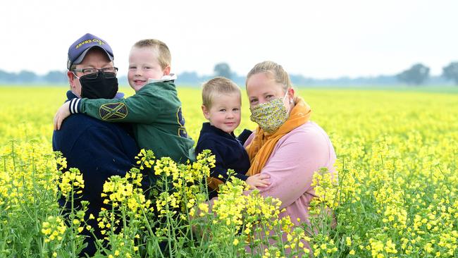 Prue and Luke Milgate with their children Alexander and James in 2020. Picture: Zoe Phillips