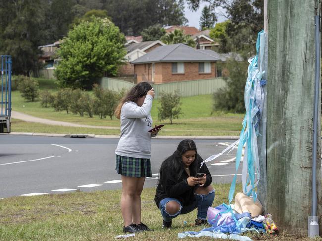 A memorial for the two teens was set up at the crash site. Picture: Monique Harmer