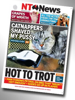 ‘Catnappers shaved my pussy’, one of the more controversial front pages from the NT News.