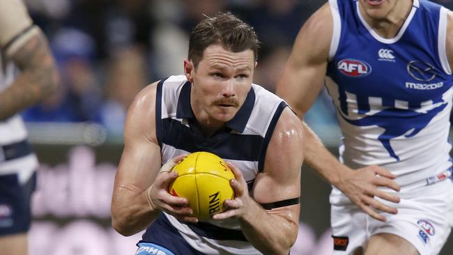 Geelong and Patrick Dangerfield are set to host a qualifying final at the MCG if they hold onto a top-two spot. Picture: Darrian Traynor/Getty Images.