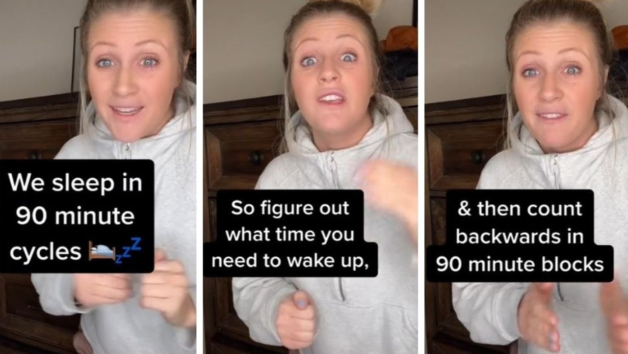 Jarman suggests working out when you should go to sleep by working backwards from when you need to wake up. Picture: TikTok/addison.jarman