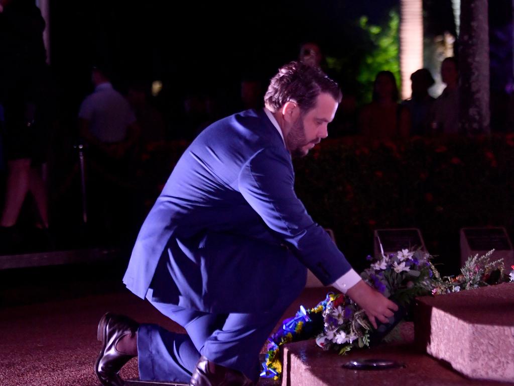 Anzac Day 2025. Dawn service Anzac Park Townsville. Member for Herbert Phillip Thompson. Picture: Evan Morgan
