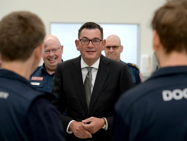 MELBOURNE, AUSTRALIA - NewsWire Photos MARCH 04, 2021: Victorian Premier Daniel Andrews meets paramedics at North Melbourne Ambulance station before making an announcement of increased mental health support. Picture: NCA NewsWire / Andrew Henshaw