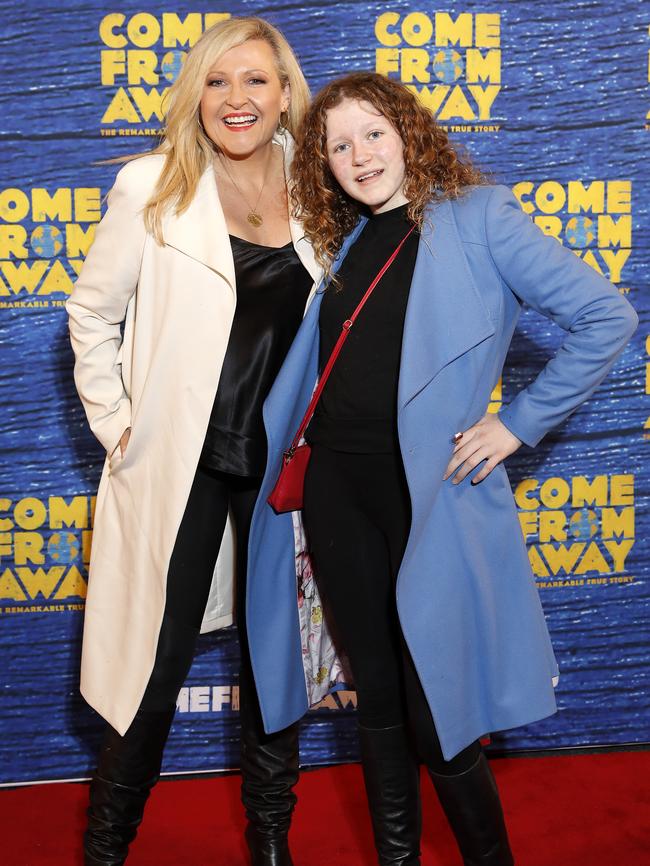 Bishop and her daughter Amelia on the Come From Away red carpet at The Capitol Theatre in Haymarket.