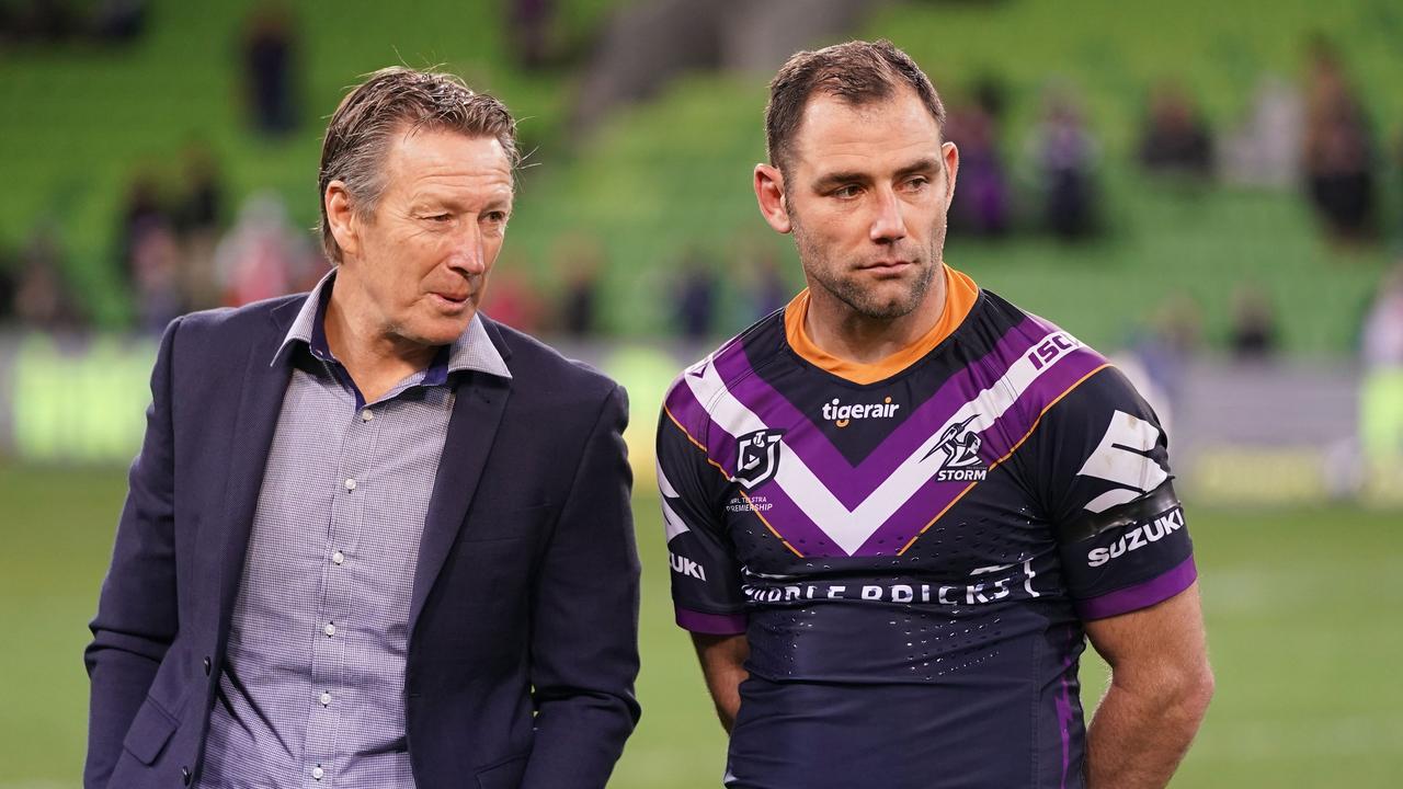 Craig Bellamy, coach of the Melbourne Storm and Cameron Smith