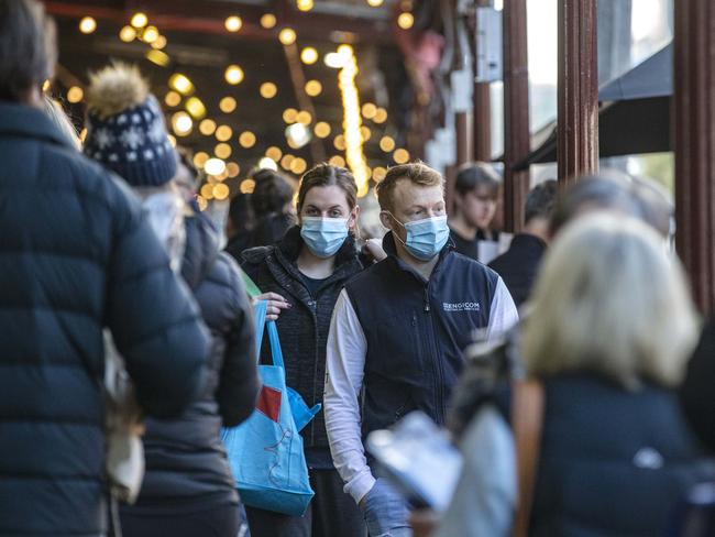 Shoppers at South Melbourne Market on Sunday. Picture: Sarah Matray