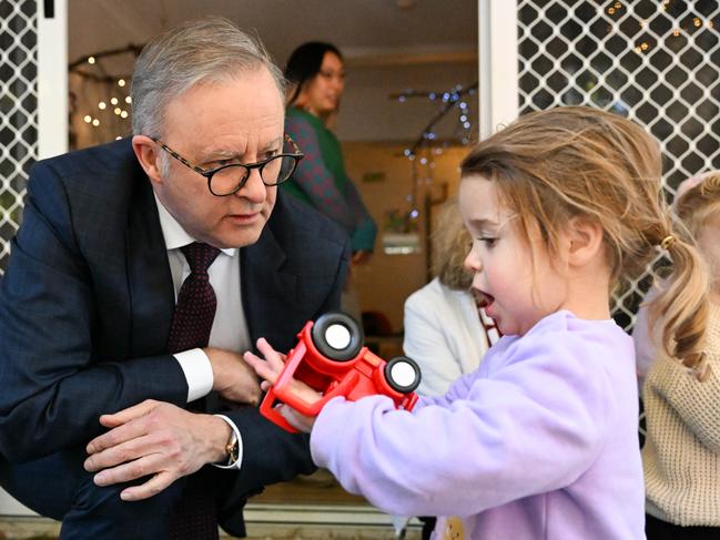 BRISBANE, AUSTRALIA - NewsWire Photos - JULY 17, 2024. The Prime Minister, Anthony Albanese visits a childcare centre in Brisbane before announcing the Labor candidate for the seat of Brisbane, Madonna Jarrett. Picture: Dan Peled / NewsWire