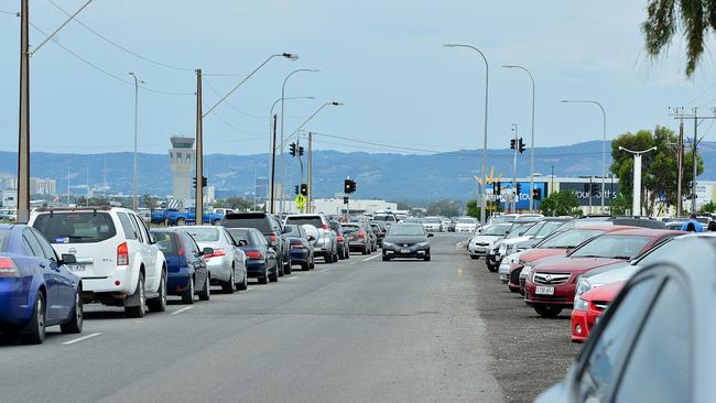 Traffic on West Beach Rd for the Boxing Day sales at nearby Harbour Town. Picture: Bianca De Marchi