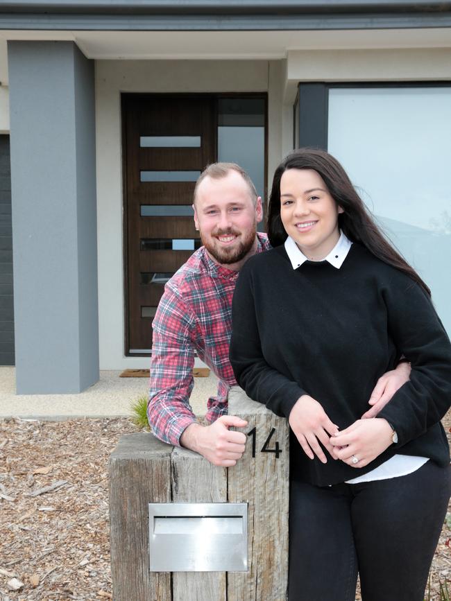 First home buyers Cameron and Casey Howland. Picture: Alison Wynd