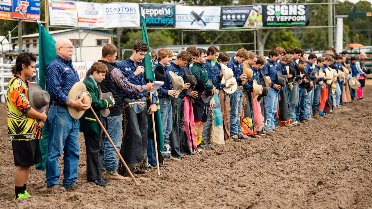 St Brendan's Rodeo Club co-ordinator Bill Oram with some of the school's cowboys.