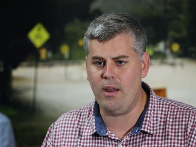 Emergency Services Minister Mark Ryan addresses the media from the Emergency Services Complex, Kedron. Picture: Zak Simmonds