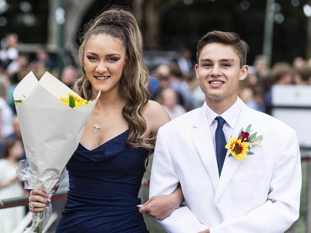 Elizabeth Cross and Laurence Gillies at Centenary Heights State High School formal at Picnic Point, Friday, November 15, 2024. Picture: Kevin Farmer