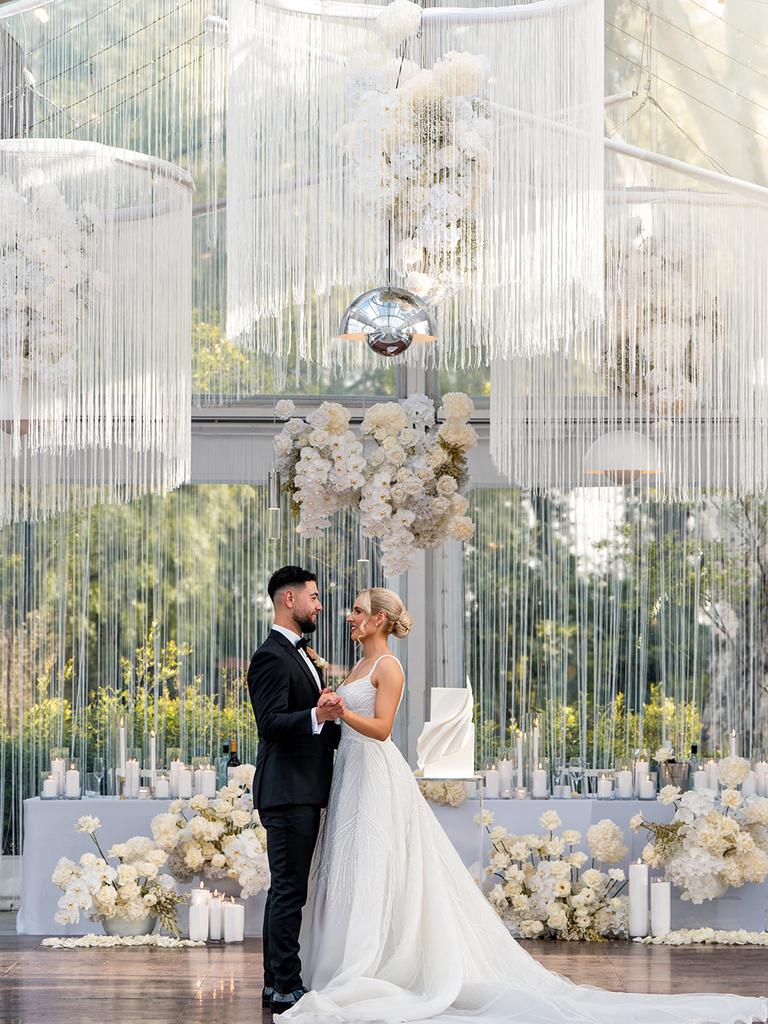 Victoria and Sebastian Tripodi wed under a shimmering bespoke ceiling. Picture: B Captured by Ky Luu