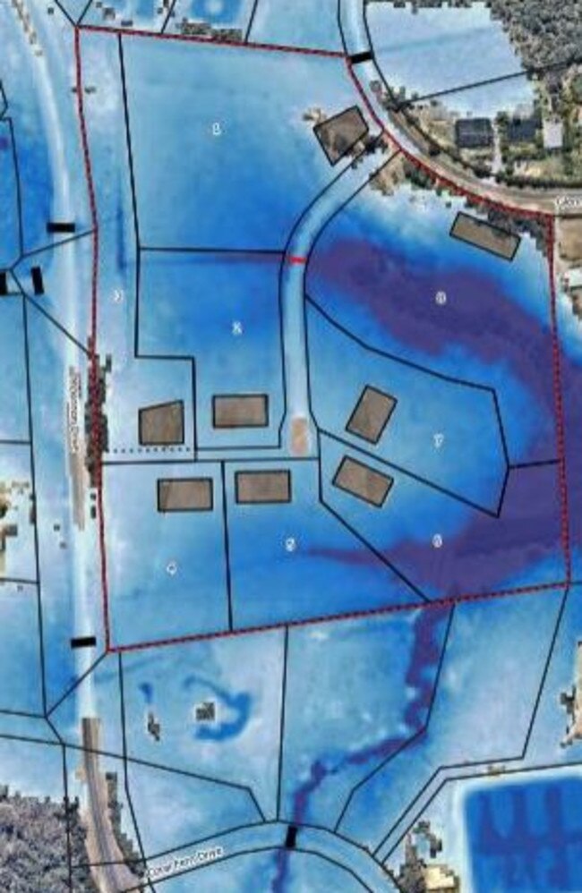 A flood depth map that shows the probable maximum flood at a proposed Cooroibah subdivision.