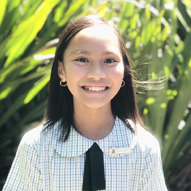 Ava Conol, 11, Year 6 Prefect at Quakers Hill East Public School. Pictured in school uniform. Picture: Supplied