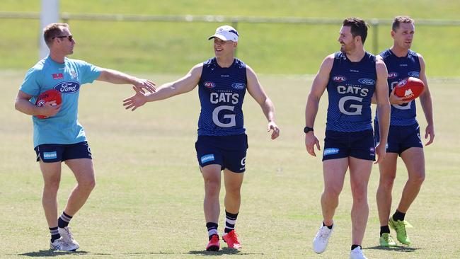 Gary Ablett with assistant coach Matthew Knights at training on Tuesday. Picture: Michael Klein