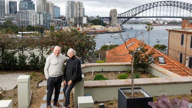 Lavender Bay residents Bob and Frances Vagg say living in their home on Waiwera St is “torture”, due to the low frequency noise of tunnel and freeway construction. Picture: Max Mason-Hubers