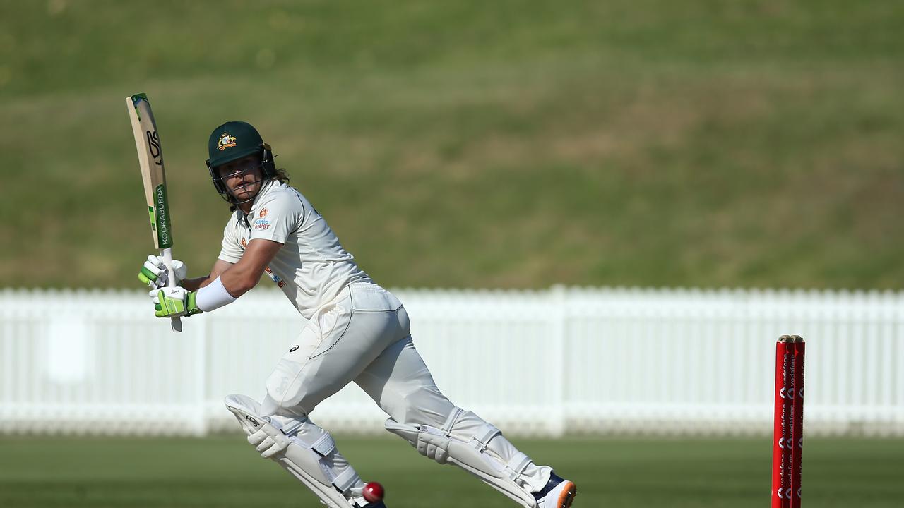 SYDNEY, AUSTRALIA – DECEMBER 08: Will Pucovski of Australia A bats during day three of the International Tour match between Australia A and India A at Drummoyne Oval on December 08, 2020 in Sydney, Australia. (Photo by Jason McCawley/Getty Images)