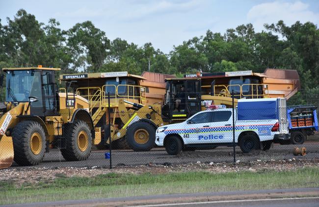 Police investigate the scene on Monday evening. Picture: Will Zwar