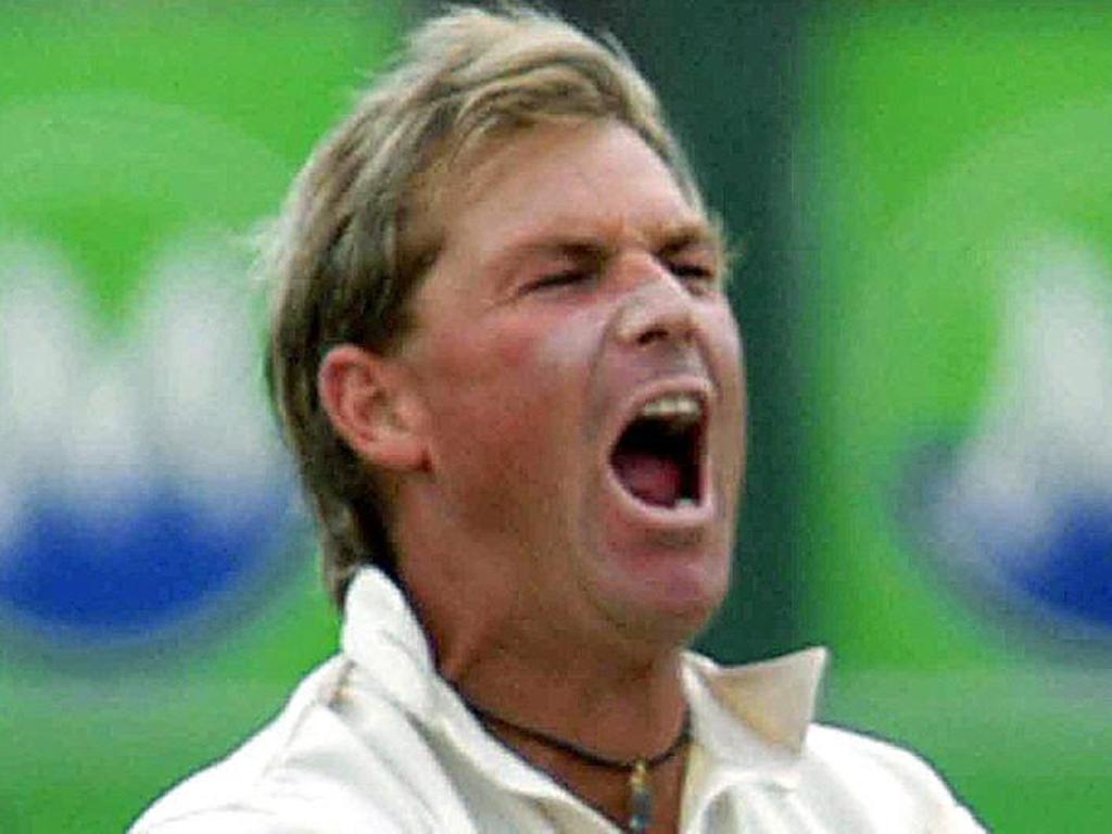 Mar 12, 2004: Bowler Shane Warne celebrates his 500th test wicket during first test of Sri Lanka vs Aust series at Galle International Stadium in Galle. / Cricket F/L sport action