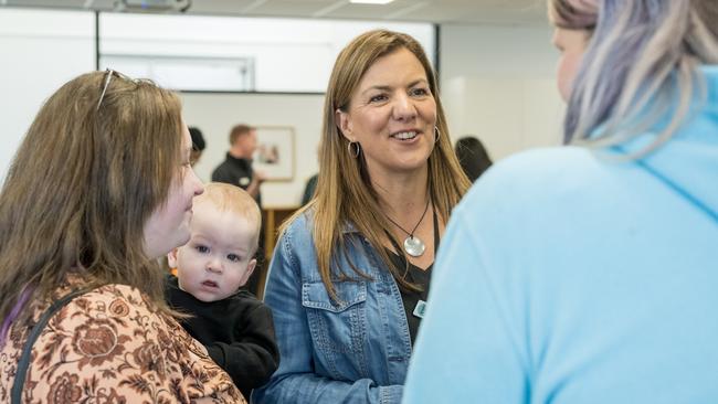 The Babes Project centre manager Annie Buruma chats with mums in the perinatal support program.