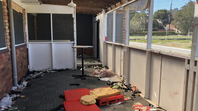 Rubbish and debris at the abandoned former North Manly Bowling Club at Nolans Reserve. Picture: Jim O'Rourke