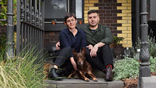 Rez March, partner Ailsa and their dog Ruba have had to up their weekly rental budget by $100 to secure a suitable home. Picture: Josie Hayden