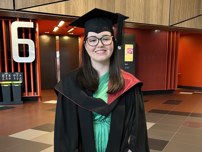 Maeve Harris graduates from the Australian Catholic University with a Bachelor of Laws on April 7, 2024. Picture: Brittany Busch