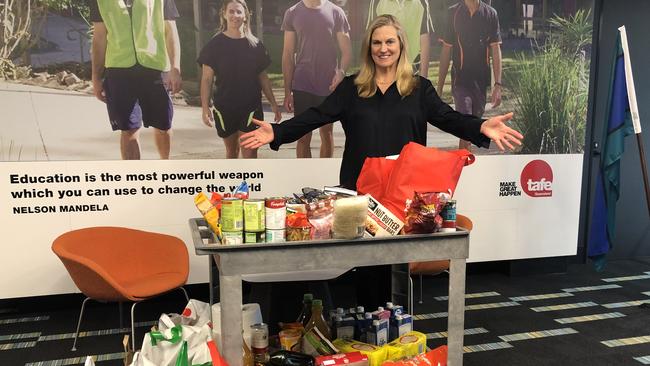 TAFE Queensland general manager on the Gold Coast karen Dickinson with some of the items donated.