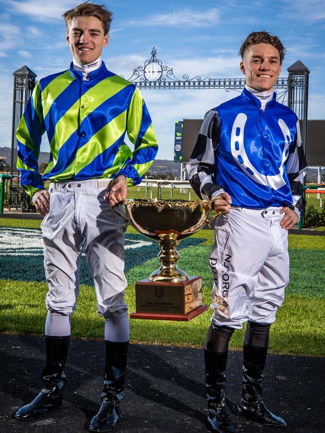 Brothers and jockeys Ben and Will Price at Morphettville in 2022. Picture: Tom Huntley