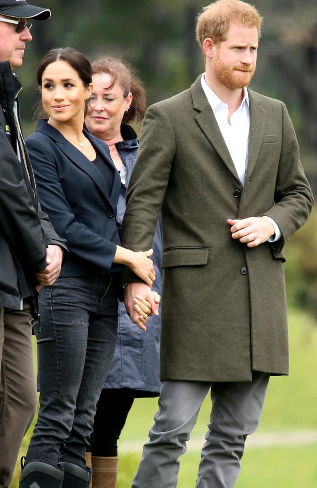 The couple held hands, as they’ve done a lot in public lately. Picture: Nathan Edwards