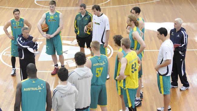 Brett Brown addressing his players back in 2013. Picture: John Appleyard