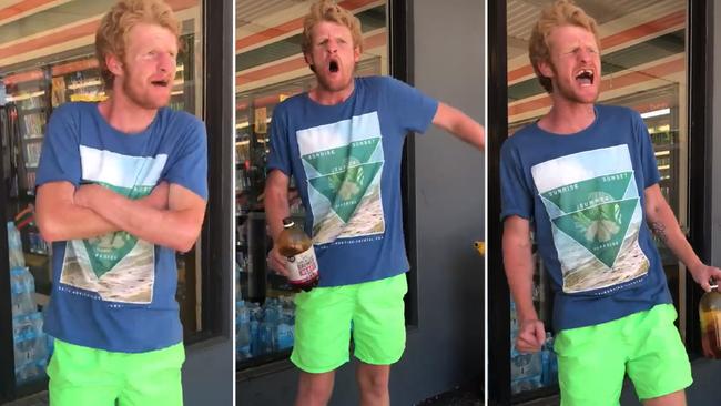 Mt Druitt’s 'Red Sheeran' belts out an Ed Sheeran classic outside a 7/11 in Mt Druitt. Picture Facebook/Chris Leonard