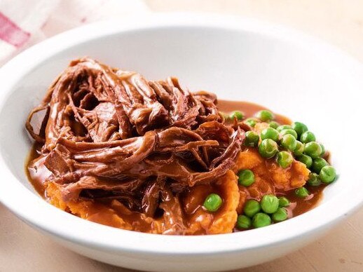 Slow cooker beef brisket with sweet barbecue sauce.