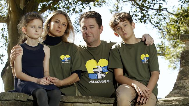 James Spenceley with wife Viktoriia and their two children Roma and Siena. Picture: John Appleyard