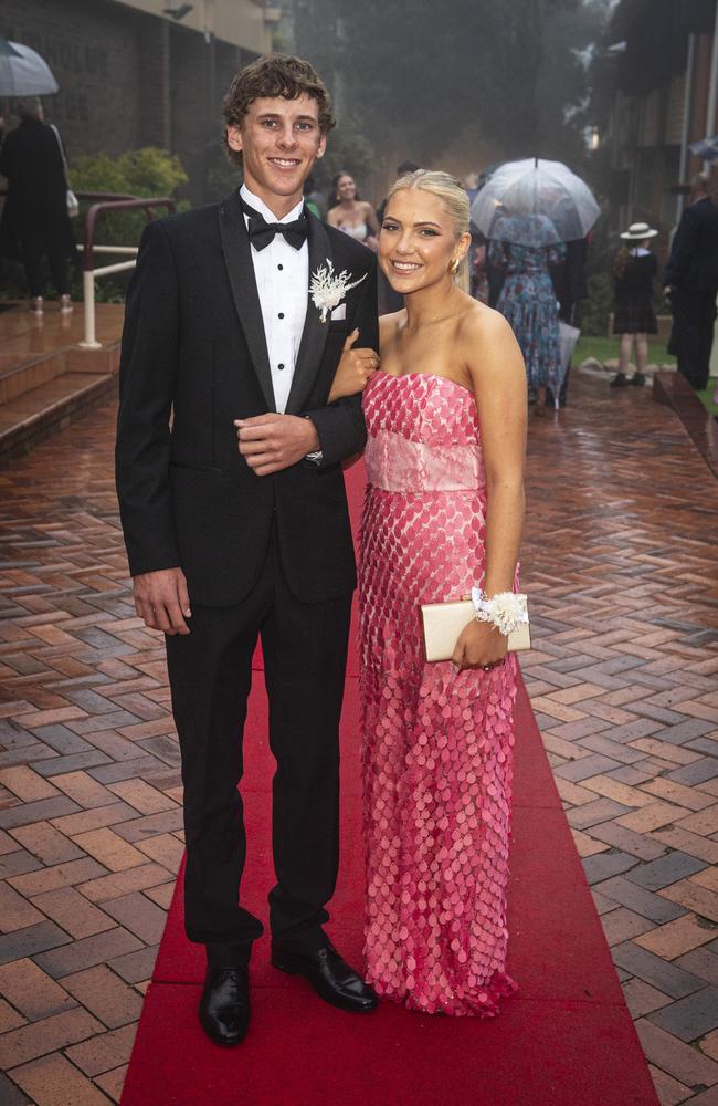 Jake Hawker partners Abbey Bradley at Fairholme College formal, Wednesday, March 27, 2024. Picture: Kevin Farmer