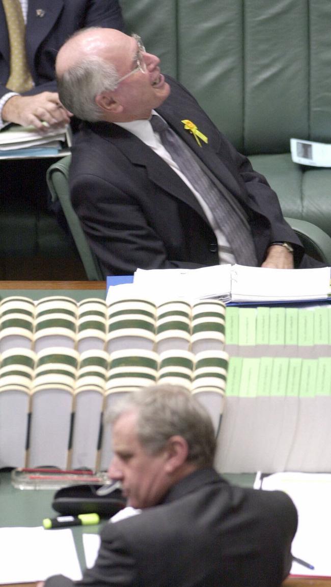 Prime Minister John Howard with Simon Crean during Question Time in 2003.