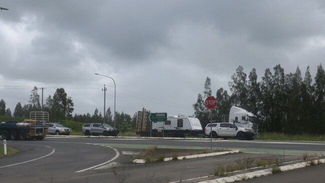 Dangerous: Traffic teems in and out of Harrington Rd and the Pacific Highway at Coopernook. Pic by Daniel Mills