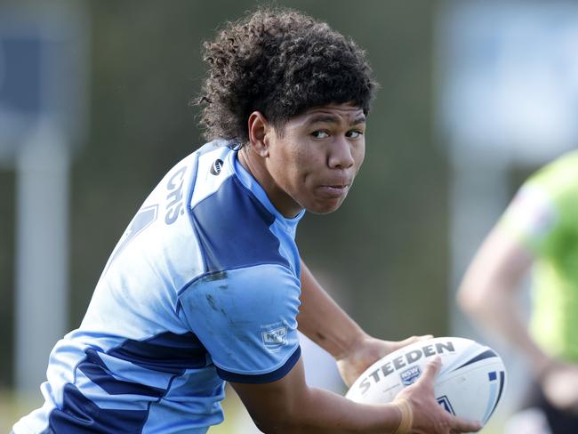 Luke Laulalii during the NSW U15 Combined High Schools v Combined Catholic Colleges, State Rugby League Tri-Series held at St Mary's Leagues Stadium. Picture: Jonathan Ng