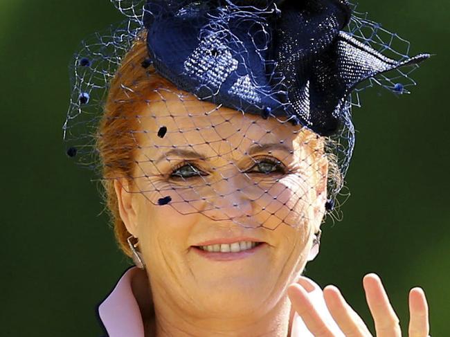 Sarah Ferguson arrives for the wedding ceremony of Prince Harry and Meghan Markle at St. George's Chapel in Windsor Castle in Windsor, near London, England, Saturday, May 19, 2018. (Gareth Fuller/pool photo via AP)