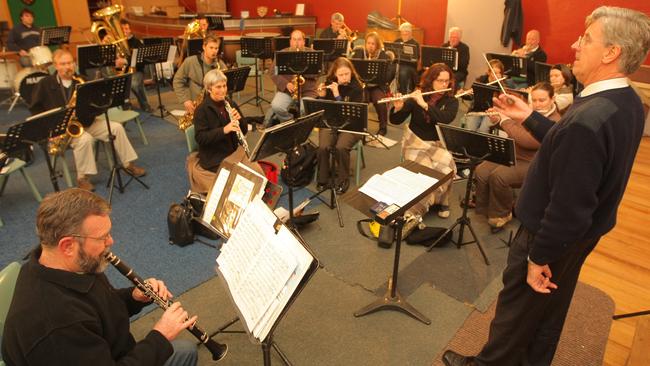 Derwent Valley Concert Band being conducted by musical director Layton Hodgetts at rehearsals many years ago. Picture: Leigh Winburn