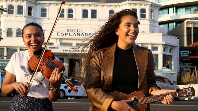 Music Victoria is hosting its inaugural Live Music Workshop with the City of Port Phillip. Band Girls Rock Melbourne members Maya Hodge and Savanna KrugŸer. Picture: Stuart Milligan